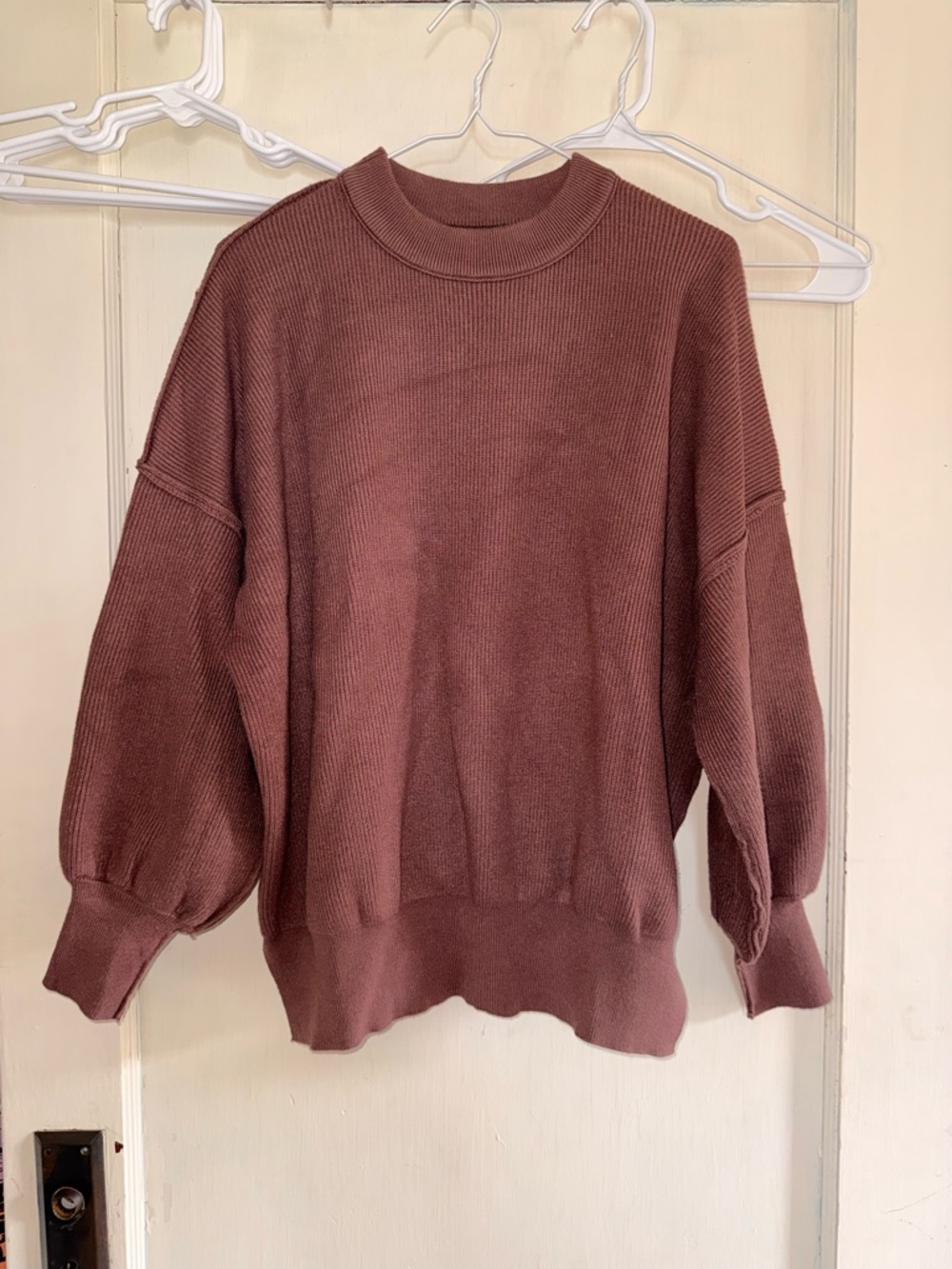 Cozy Mauve Ribbed Knit Sweater